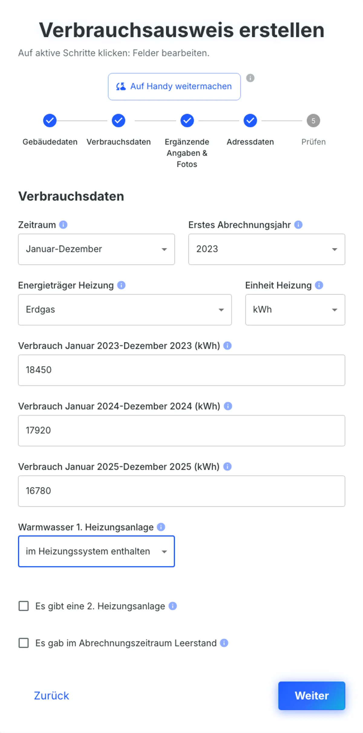 Verbrauchsausweis erstellen